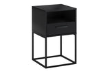 Nachttisch Navira Schwarz matt 40 × 65 × 39 cm mit 1 Schublade (Art.-Nr. CO-P-001067)