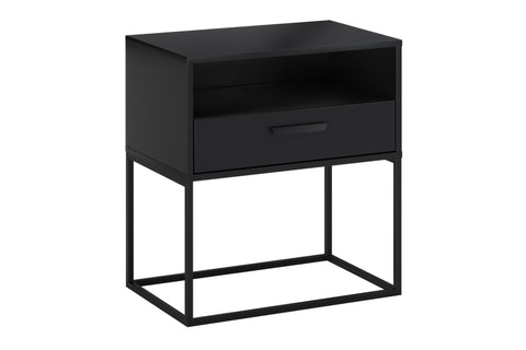 Nachttisch Navira Schwarz matt 60 × 65 × 39 cm mit 1 Schublade