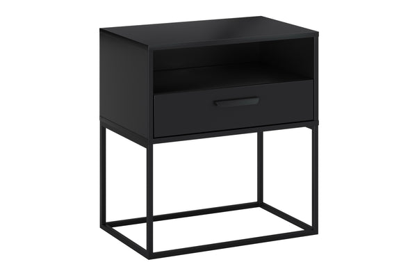Nachttisch Navira Schwarz matt 60 × 65 × 39 cm mit 1 Schublade