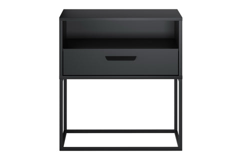 Nachttisch Navira Schwarz matt 60 × 65 × 39 cm mit 1 Schublade – Ansicht 2