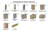 Küchenzeile Nexa Beige & Woodline – 460 cm – KÜ-LN-003 – Set-Bestandteile mit Maßen und Stückzahl