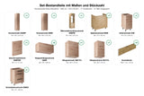 Küchenzeile Nexa Woodline – 400 cm – KÜ-LN-001 – Set-Bestandteile mit Maßen und Stückzahl