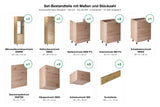 Küchenzeile Nexa Woodline – 420 cm – KÜ-LN-004 – Set-Bestandteile mit Maßen und Stückzahl
