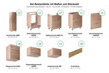 Küchenzeile Nexa Woodline – 300 cm – KÜ-LN-006 – Set-Bestandteile mit Maßen und Stückzahl