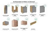 Küchenzeile Nexa Woodline & Beige – 300 cm – KÜ-LN-006 – Set-Bestandteile mit Maßen und Stückzahl