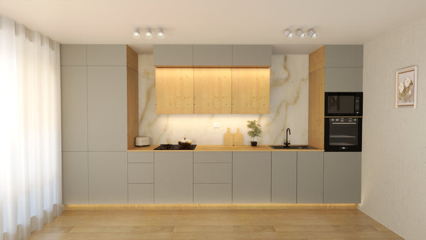 Nexa Küchenmöbel-Set KÜ-LN-003 – Beige & Woodline