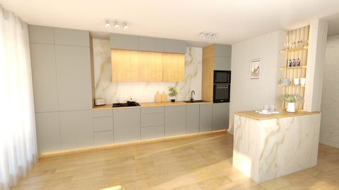 Nexa Küchenmöbel-Set KÜ-LN-003 – 460 cm – Beige & Woodline – Ansicht 3