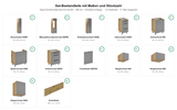 Nexa Küchenmöbel-Set KÜ-LN-003 – 460 cm – Woodline & Beige – Maßbild (Set-Bestandteile mit Maßen und Stückzahl)