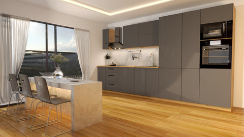 Nexa Küchenzeile KÜ-LN-001 – Modernes Design in Grau Matt mit maximalem Stauraum – Ansicht 3