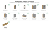 Nexa Küchenzeile KÜ-LN-001 – Modernes Design in Grau Matt mit maximalem Stauraum – Maßbild (Set-Bestandteile mit Maßen und Stückzahl)