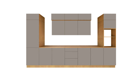 Nexa Küchenzeile KÜ-LN-004 – Beige – 420 cm – Modernes Küchensystem mit durchdachter Stauraumlösung – Ansicht 2