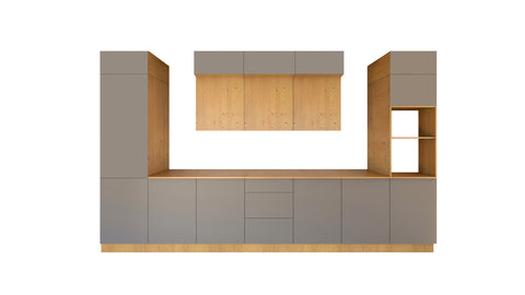 Nexa Küchenzeile KÜ-LN-004 – Beige & Woodline – 420 cm – Ansicht 2