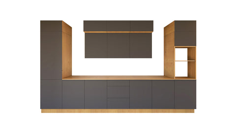 Nexa Küchenzeile KÜ-LN-004 – Grau – 420 cm – Modernes Küchensystem mit durchdachter Stauraumlösung – Ansicht 2