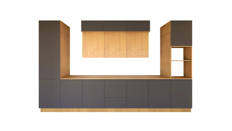 Nexa Küchenzeile KÜ-LN-004 – Grau & Woodline – 420 cm – Ansicht 2