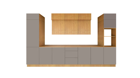 Nexa Küchenzeile KÜ-LN-004 – Woodline & Beige – 420 cm – Ansicht 2