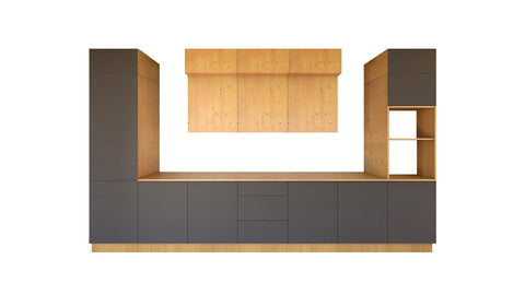 Nexa Küchenzeile KÜ-LN-004 – Woodline & Grau – 420 cm – Ansicht 2