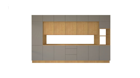 Nexa Küchenzeile KÜ-LN-005 – Beige & Woodline – 420 cm – Ansicht 2