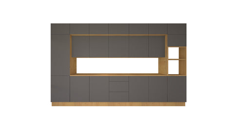 Nexa Küchenzeile KÜ-LN-005 – Grau – 420 cm – Großzügige Designküche mit maximalem Stauraum – Ansicht 2