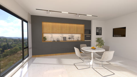 Nexa Küchenzeile KÜ-LN-005 – Grau & Woodline – 420 cm – Ansicht 3