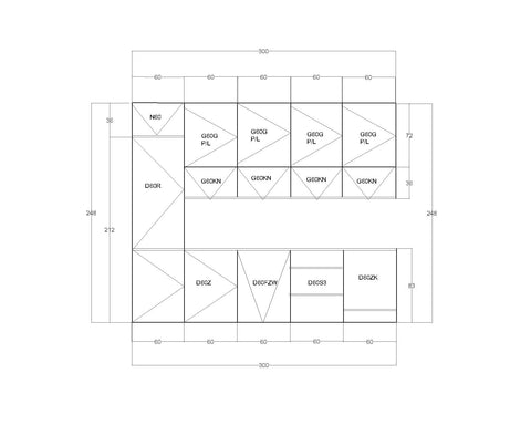 Küchenplan – Maßbild mit Bemaßung der Küchenzeile