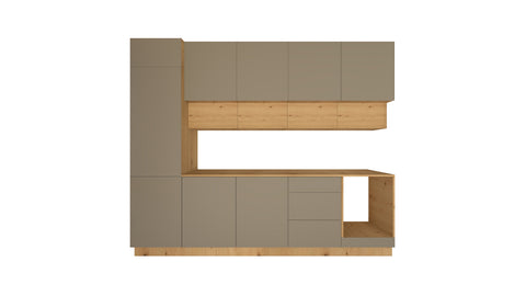 Nexa Küchenzeile KÜ-LN-006 – Beige & Woodline – 300 cm – Ansicht 2