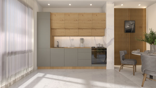 Nexa Küchenzeile KÜ-LN-006 – Woodline & Beige