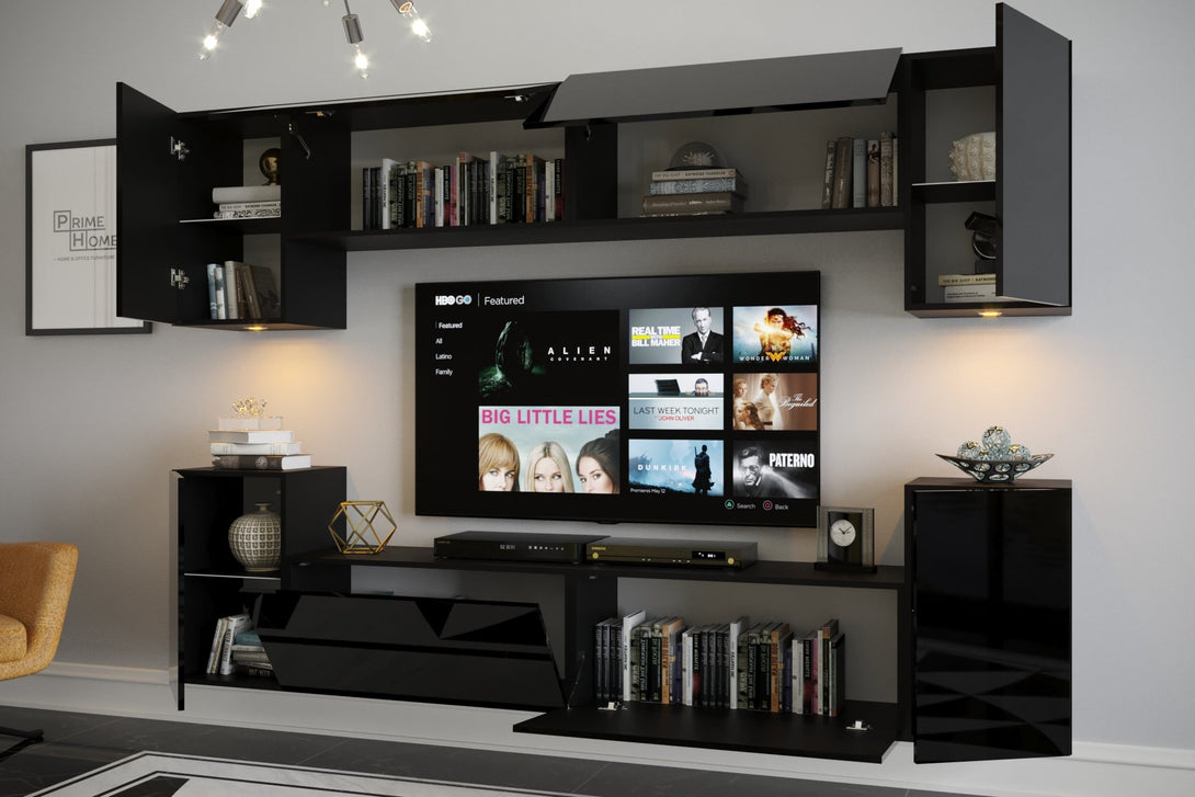 Wohnwand - 2024 Moderne Wohnwand-Highlights mit Premium-Materialien, (Komplett Set, 8-St., LUGO - P)