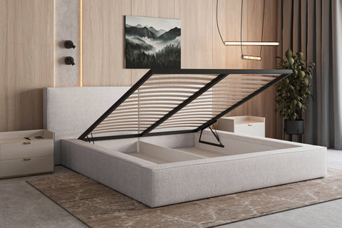 Polsterbett 06 Bouclé – Arena – Modernes Bett mit Bettkasten und Metall-Lattenrost – Ansicht 9