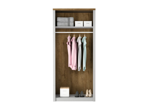 Portivo Kleiderschrank 2-türig mit Kleiderstange – skandinavisches Design – Ansicht 2