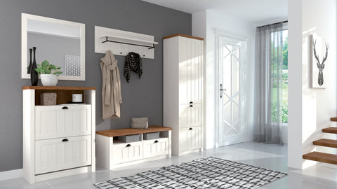 Portivo Stilvoller Schreibtisch im Landhausstil mit Stauraum und 4 Schubladen – Ansicht 5