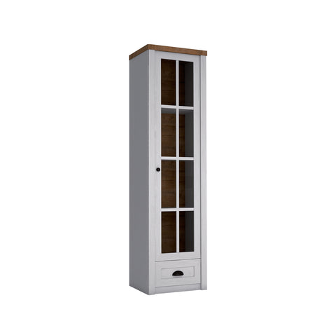 Portivo Elegante Vitrine mit Glastür und Schublade im Landhausstil, Stilvoll und Hochwertig
