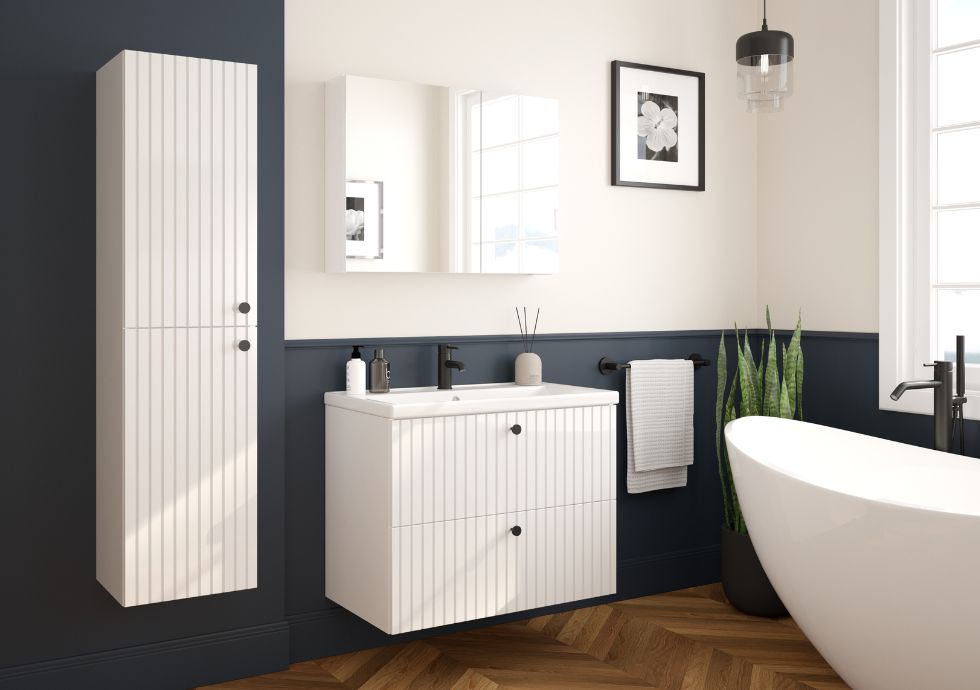 Badezimmer Set - Rietti 80 cm - Weiß Hochglanz