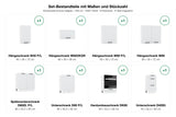 Set-Bestandteile mit Maßen und Stückzahl – Küchenzeile Dnoria Hellgrau – 240 cm – KS21-G240