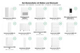 Set-Bestandteile mit Maßen und Stückzahl – Küchenzeile – KS27-G390x260 – Zivora Weiß / Matt