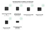Set-Bestandteile mit Maßen und Stückzahl – Küchenzeile Alvena 200 cm Graphit
