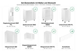 Set-Bestandteile mit Maßen und Stückzahl – Küchenzeile Velmora Weiß Hochglanz – 240 cm – K101-G240