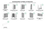 Set-Bestandteile mit Maßen und Stückzahl – L-Küche Velmora Grau Hochglanz – 330 × 210 cm – K54-G330 R