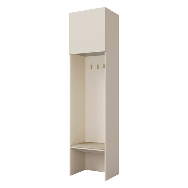 Soreno Garderobenregal 58 cm mit Sitzbank und Oberfach mit Tür – Macadamia