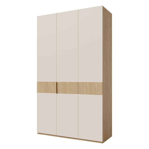 Soreno Kleiderschrank 135 cm mit 3 Türen und 3 Innenschubladen – Frühlingseiche / Macadamia