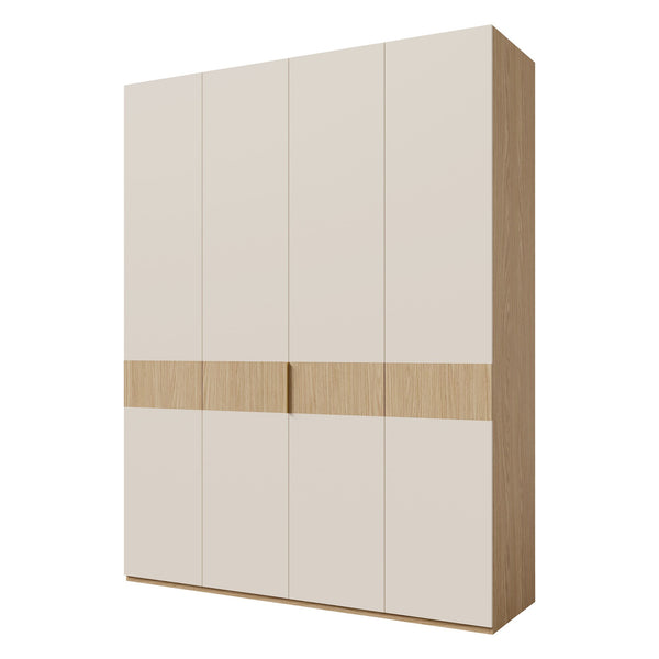 Soreno Kleiderschrank 180 cm mit 4 Türen und 3 Innenschubladen – Frühlingseiche / Macadamia