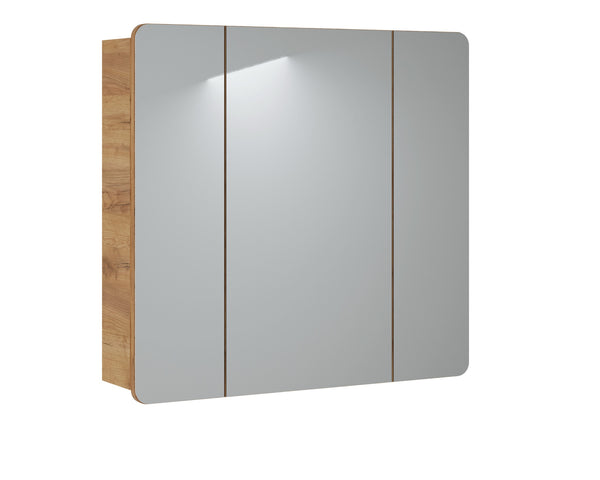 Spiegelschrank Amaris Spiegel, Craft Eiche 80 × 75 × 16 cm mit 3 Türen