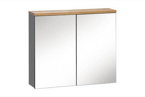 Spiegelschrank Balvina Grau 60 × 70 × 20 cm mit 2 Türen