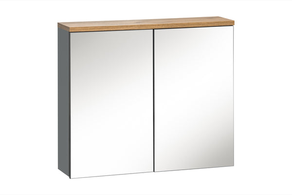 Spiegelschrank Balvina Grau 60 × 70 × 20 cm mit 2 Türen