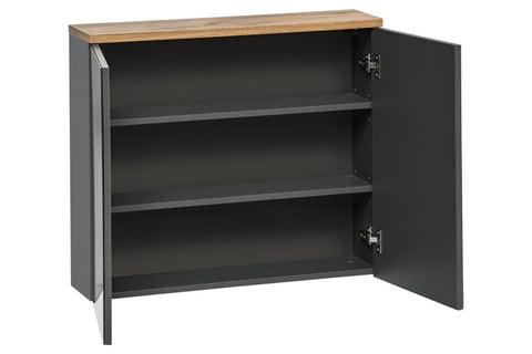 Spiegelschrank Balvina Grau 80 × 70 × 20 cm mit 2 Türen – Ansicht 2