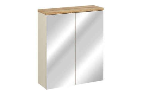 Spiegelschrank Balvina Kaschmir matt 60 × 70 × 20 cm mit 2 Türen