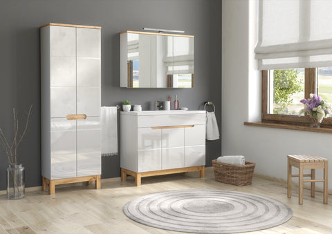 Spiegelschrank Balvina Weiß 100 × 69 × 20 cm mit 3 Türen – Ansicht 3