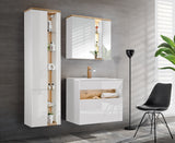 Spiegelschrank Belmara Weiß, Wotan Eiche 80 × 70 × 20 cm mit 2 Türen