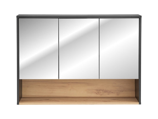 Spiegelschrank Bornella Cosmos Grau 100 × 75 × 25 cm mit 3 Türen