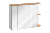 Spiegelschrank Platora Weiß, Golden Craft Eiche 94 × 72 × 20 cm mit 3 Türen – Ansicht 5