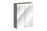 Spiegelschrank Sombrela Schilfgrün 60 × 78 × 19 cm mit 2 Türen, mit LED-Beleuchtung